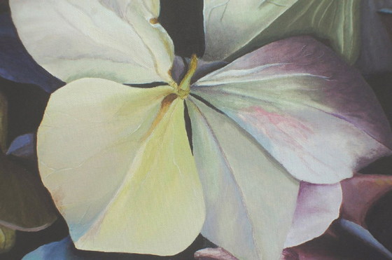 Image 1 of Realistic Hydrangea Painting: Moody Purple Blue Floral Wall Art, Detailed Flower Botanical Decor