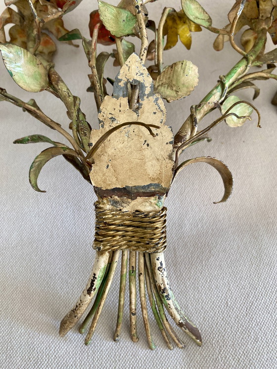 Image 1 of Zweilichtige Wandleuchte Blumen Frankreich Plm. 1925