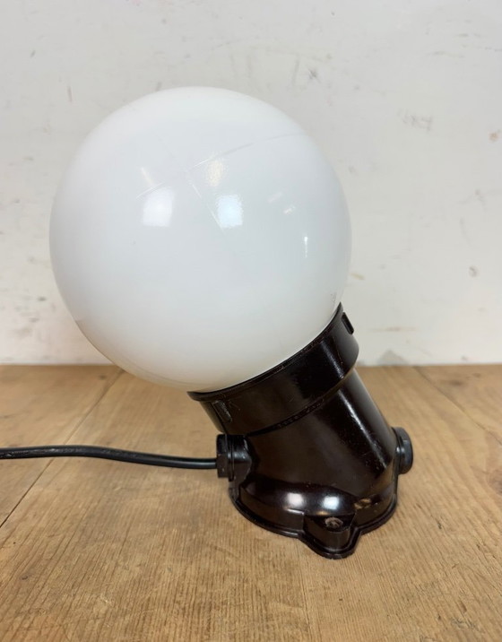 Image 1 of Vintage Brown Bakelite Wall Light with Milk Glass, 1970s
