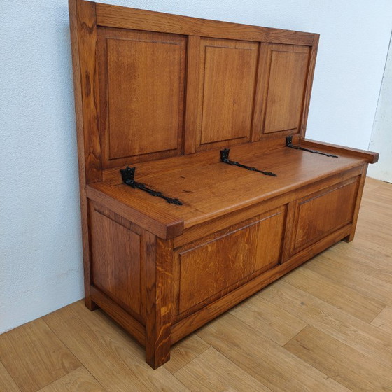 Image 1 of Vintage oak hall bench, bench, storage bench, toy chest