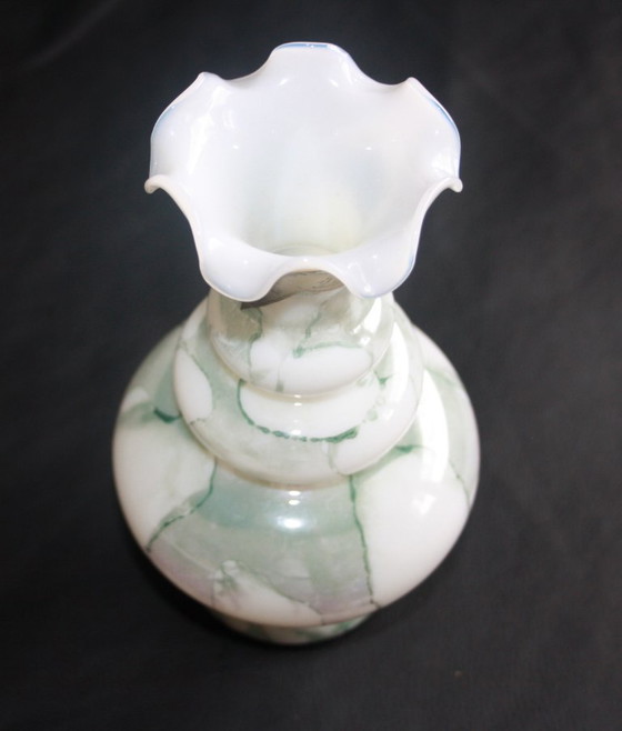 Image 1 of Vintage Toscaanse Opaline Vaas – Marmereffect – Jaren 70 – Handgemaakt – 22 cm