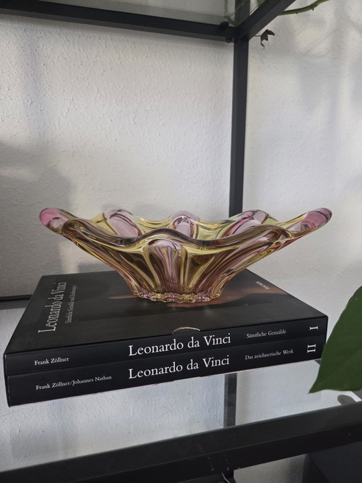 Vintage Mid-Century Glass Bowl – Handmade – Bohemia / Murano, 1950s