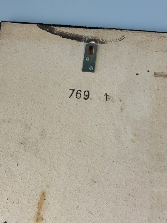 Image 1 of 60s 70s mural pared placa cerámica Ruscha pintado a mano número 769 diseño