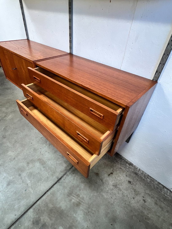 Image 1 of Vintage Teak Wandmeubel / Modulair Wandsysteem, 1960's