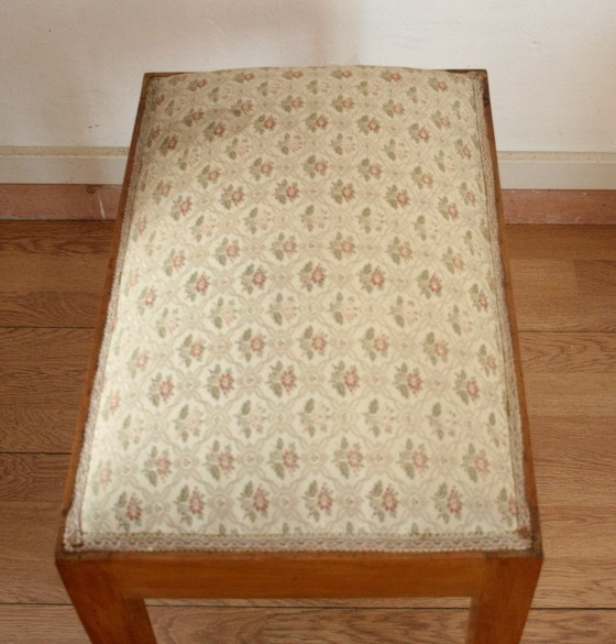 Image 1 of Vintage stool-bench in solid walnut wood, 1950s-60s