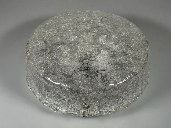 Image 1 of 1960s/70s Lamp, Light, Ceiling Light, Flush Mount Ice Glass, Hillebrand 60s