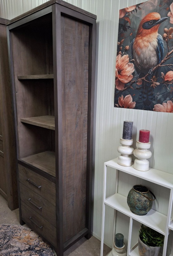 Image 1 of Aufbewahrungsschrank/Bücherregal aus Holz mit Metallrahmen, neu