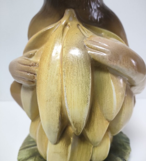 Image 1 of Keramische apenkan, beschilderd ontwerp uit de jaren 80