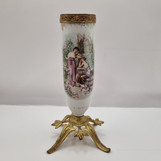 Image 1 of French porcelain castle vases, 19th century