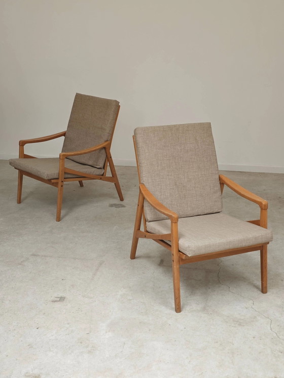 Pair of grey armchairs by Jiri Jiroutek for Intérier Praha – Wood, Mid Century Modern (photo 7 of 12)
