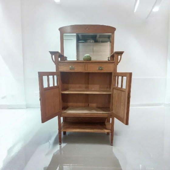 Image 1 of antique Art Nouveau cabinet with mirror