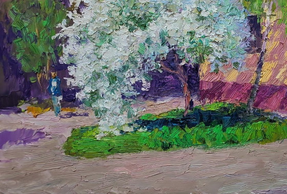 Original Oil Painting City Motif Spring Walk Around the City – Paintings & Drawings, Canvas (photo 6 of 7)