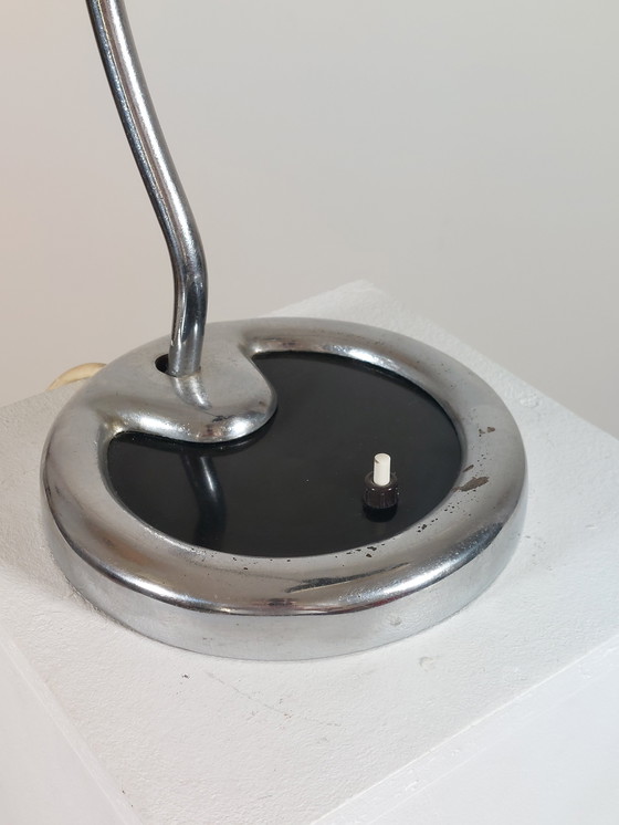 Image 1 of Seltene schwarze verchromte Bauhaus Schreibtischlampe Tischleuchte