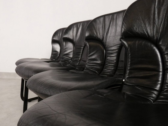Image 1 of Willy Rizzo - Sillas de comedor de cuero negro - Cidue Italia