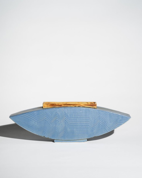 Image 1 of XL Architectural Sculptural Ikebana Form Signed European Studio Ceramic Vessel