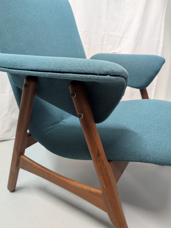 Image 1 of Unique vintage fifties design armchair, turquoise