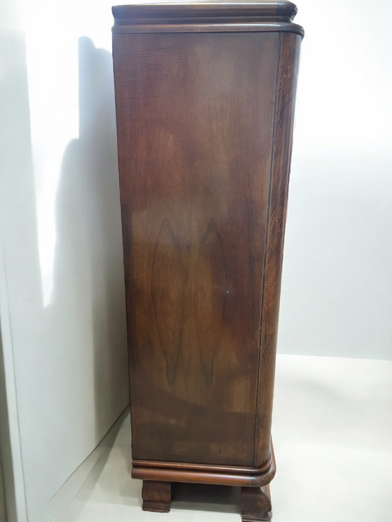 Image 1 of Art Deco bookcase/wall cabinet - Germany around 1930 - by EHD made of walnut with veneered fronts