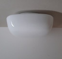 2 lámparas de techo de cristal opalino "Bauhaus"