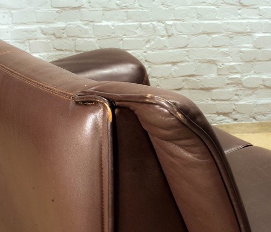 Image 1 of Afra and Tobia Scarpa Design Mid-Century Italian Design Chocolate Brown Leather Two Seat Sofa, Model Lauriana for B&B Italia.