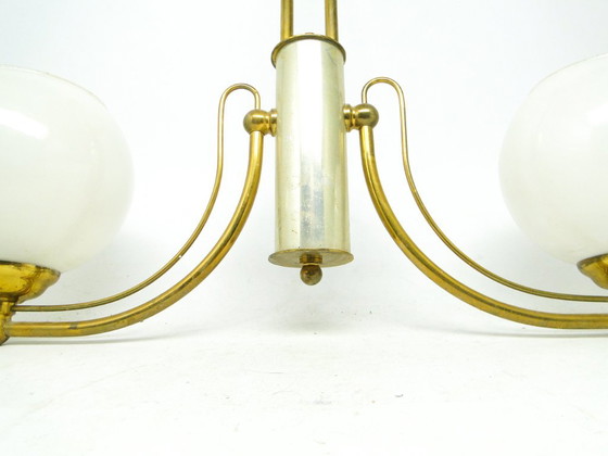 Art Nouveau Chandelier, Poland, 1970s – Glass, Brass (photo 8 of 15)