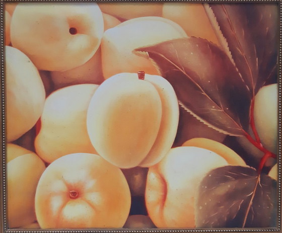 Image 1 of Enorme stampa artistica vintage incorniciata, pesche