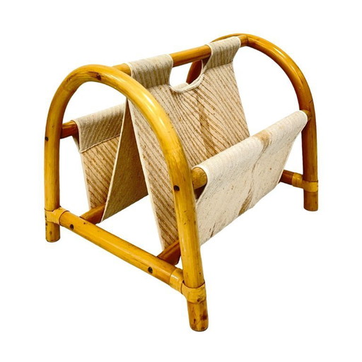 Revistero vintage de bambú – estilo bohemio / Modernismo de mediados de siglo, años 70