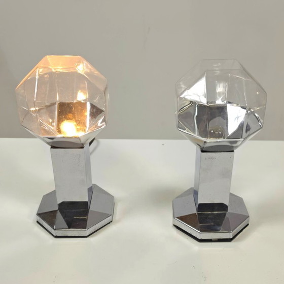Set Motoko Ishii Staff wandlampen facet glas chroom design – Staff Leuchten, Chrome (photo 3 of 5)