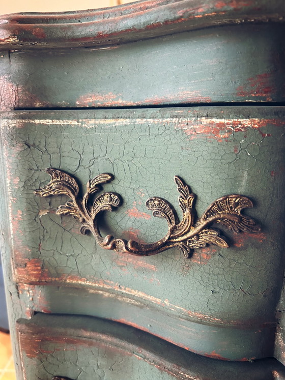 Piccolo comò antico con patina blu-verde – Cassettiere, Wood (photo 5 of 6)