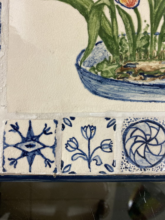 Image 1 of Panel de azulejos Delft azul tulipán
