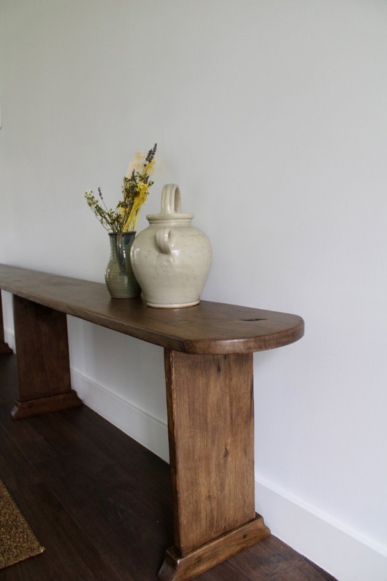 Image 1 of Banco de granja antiguo en roble macizo