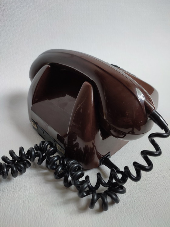 Image 1 of Phone PTT Brown Mocca Vintage Retro Pushbutton '70s Seventies