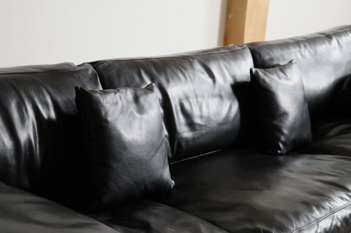 Dreisitzer-Sofa Diesis aus schwarzem Leder von Antonio Citterio für B&B Italia, 1970er Jahre