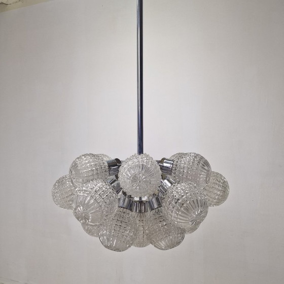 Image 1 of Large Glass Globe Chandelier by Richard Essig, Germany, 1960s