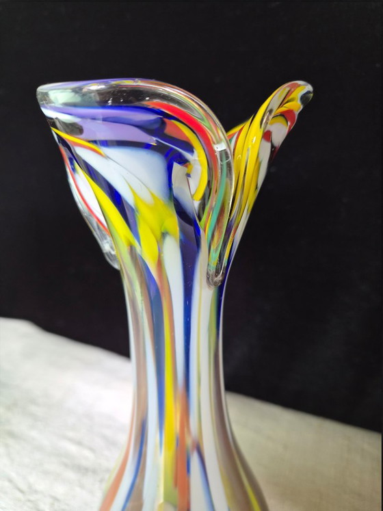 1x Mid-Century Murano-stijl Spatter Glass Vaas – Jaren 60/70 – 26 cm – Glaskunst (photo 8 of 11)