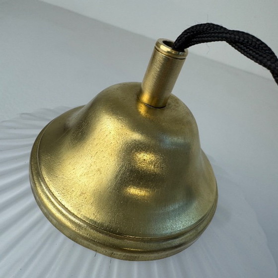 Image 1 of VINTAGE FLIPPED OPALINE PENDANT LIGHT