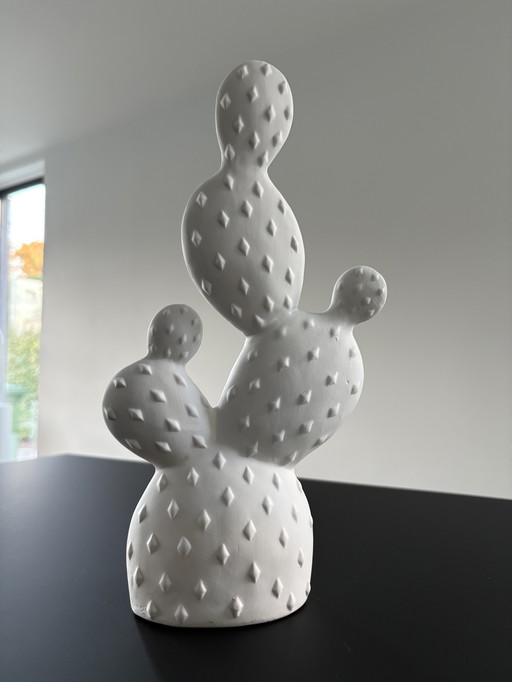 Cactus, white ceramic, 31 cm high