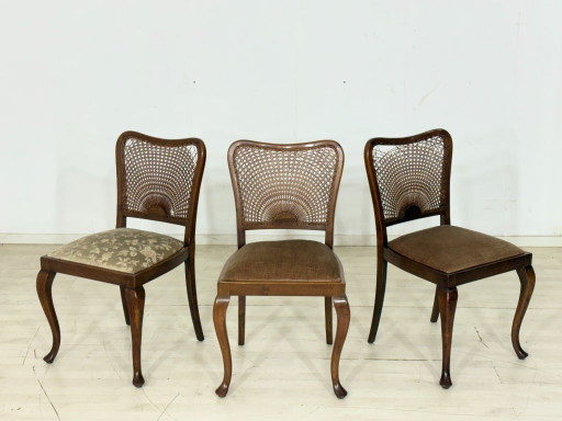 Juego de 3 sillas Chippendale / Sillas de comedor antiguas – circa 1920