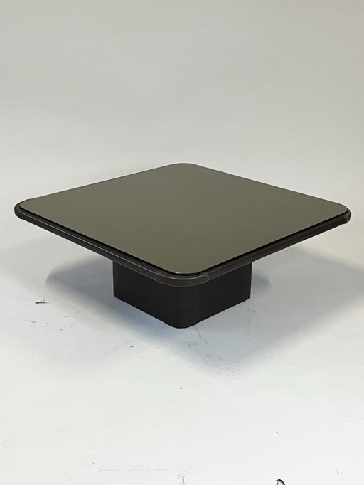 Vintage De Sede tafel | jaren 70 | Leer & rookglas