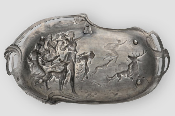 Image 1 of Piatto decorativo in stile Art Nouveau francese in latta, 1910