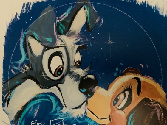 Image 1 of Handsigniert und nummeriert von Eric Robison: "Lady and the Tramp". Limitiert auf eine Auflage von 200 Stück, hier Nr. 199/200.