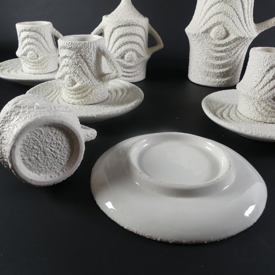Image 1 of Service à moka en porcelaine Op Art des années 1970