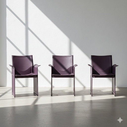 (3) Sedie "Korium" in pelle di Tito Agnoli per Matteo Grassi