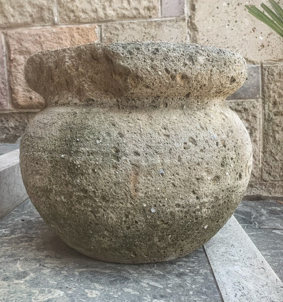 Image 1 of Handcrafted vase from the 1990s carved in tuff