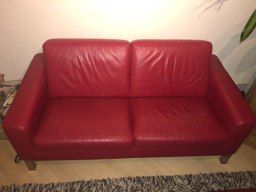 Leather 2.5 seater sofa Berden stainless steel base