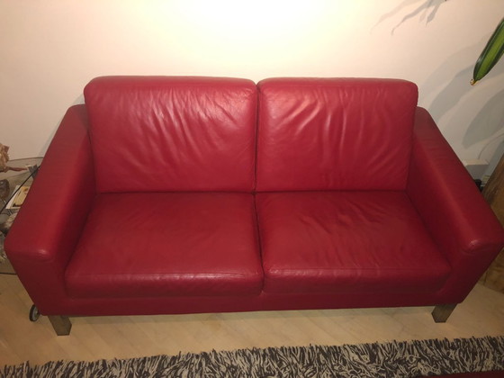 Image 1 of Lederen 2,5 zits bank Berden RVS onderstel