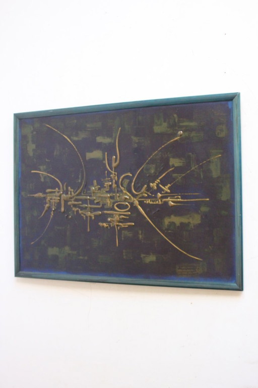 Abstract painting by Omer Kowalski, 1970s Belgium