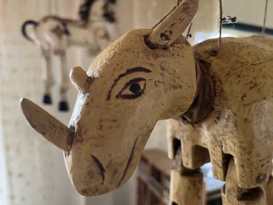 Image 1 of Collection of wooden animal marionettes