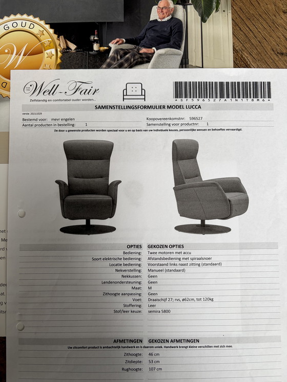 Image 1 of Sillón reclinable eléctrico de cuero - Ajustable