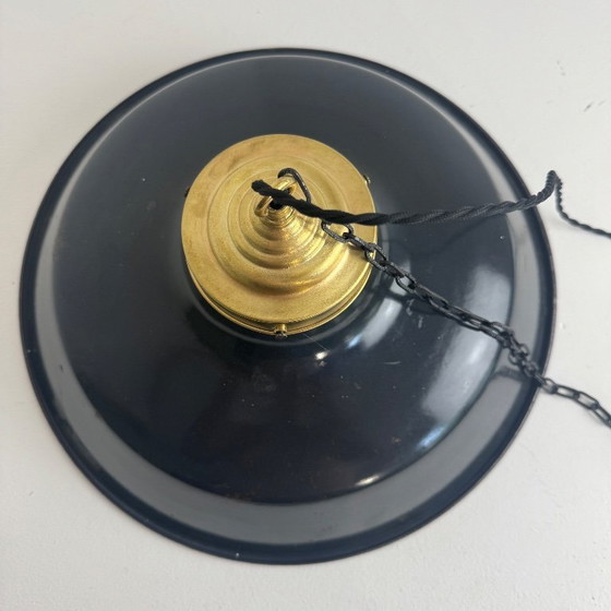 Image 1 of ANCIENNE SUSPENSION D’ATELIER EMAILLEE INDUSTRIELLE 40 CM 