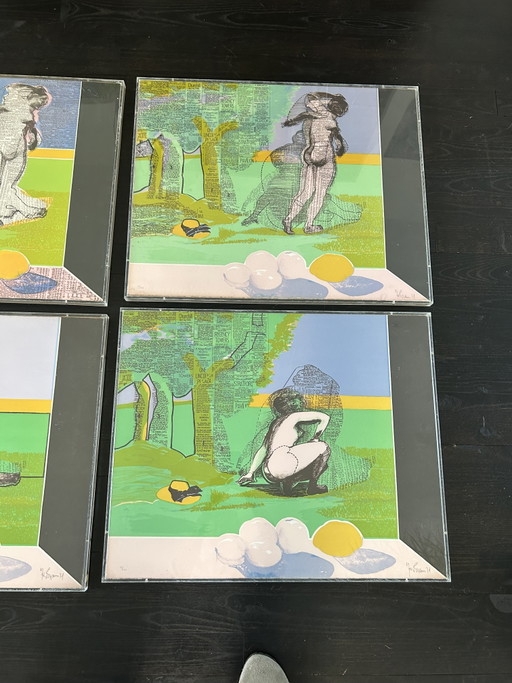 4 Framed Works by Herman Braun – kunst, Glass, Paper (photo 2 of 5)